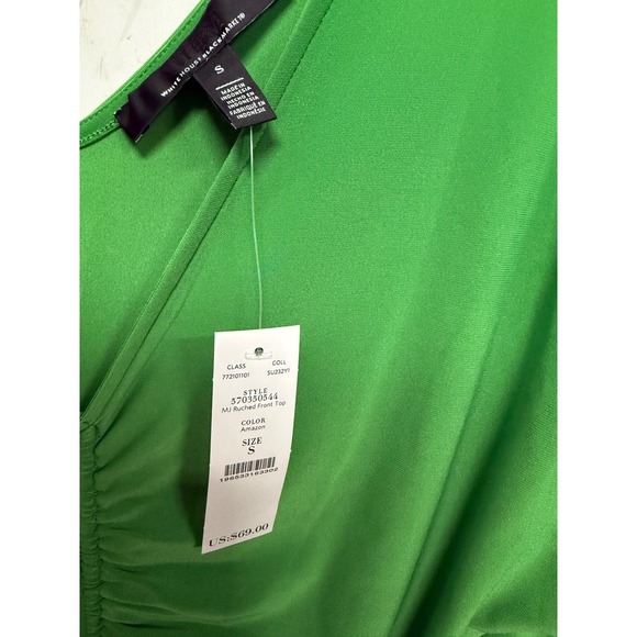 White House Black Market MJ Ruched Front Top in Amazon Green – Size Small NWT - Picture 6 of 6